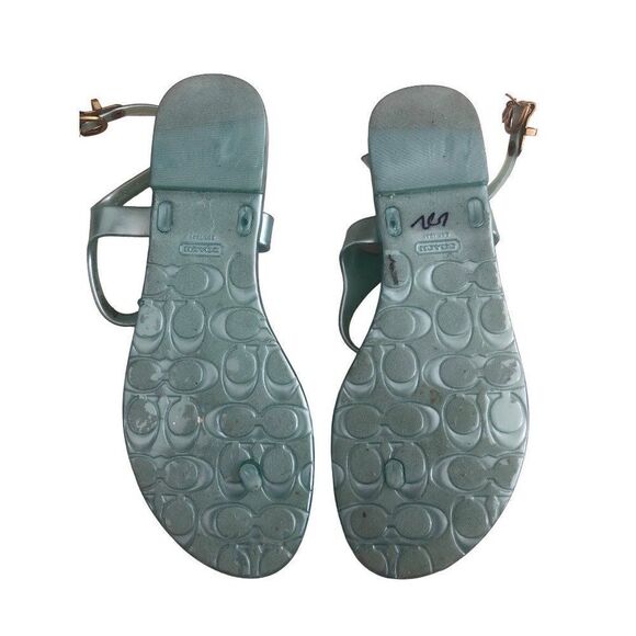 Coach Flower Sandals Monogram Logo Thong Slingback Jelly A4584 Size 10B - Picture 4 of 4